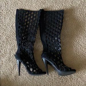 Open boot thigh high heels